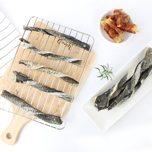 [펫츠맘마] 국내제조 수제간식 - 천연 연어껍질 스틱 50g